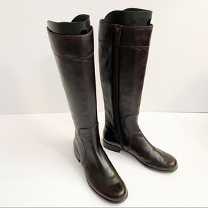 Stuart Weitzman Brown Leather Knee Boots Zip Up